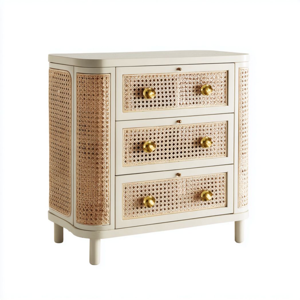 Kommode mit Rattanfront für Schlafzimmer oder Wohnbereich aus Holz-55 x 40 x 80